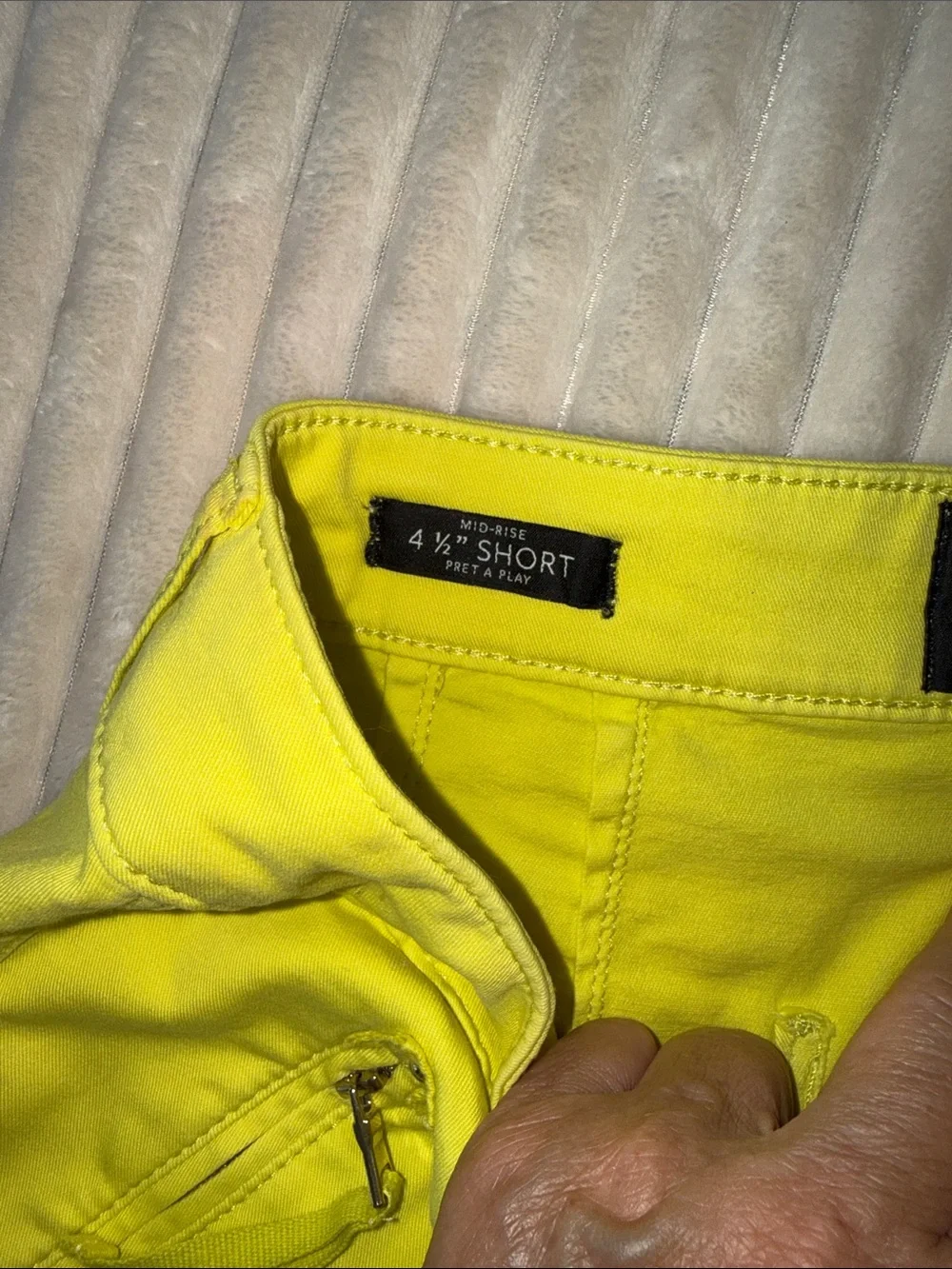 White House Black Market Pret a play Neon Yellow High-Waist Shorts size 4 - Picture 7 of 8